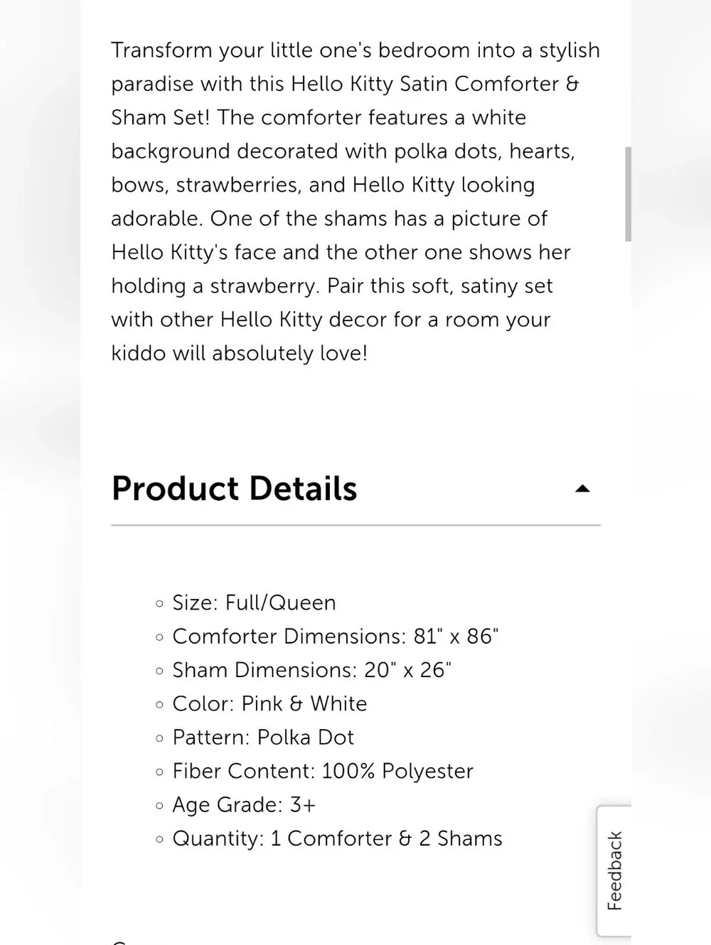 Hello Kitty satin comforter
